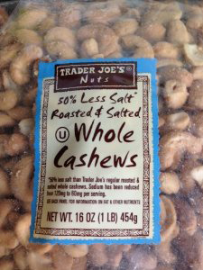 Trader Joe's 50% Less Salt Roasted & Salted Whole Cashews
