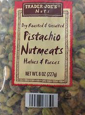 Trader Joe's Dry Roasted & Unsalted Pistachio Nutmeats Halves & Pieces