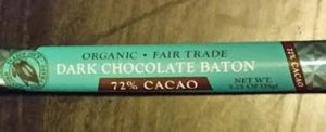 Trader Joe's Organic Fair Trade Dark Chocolate Baton 72% Cacao