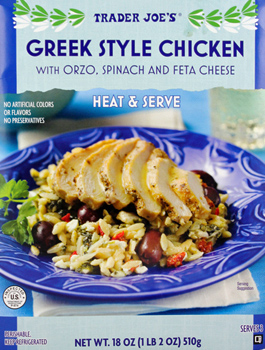 Trader Joe's Greek Style Chicken with Orzo, Spinach, and Feta Cheese