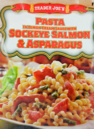 Trader Joe's Pasta with Lemon Cream Sauce with Sockeye Salmon & Asparagus