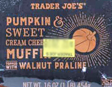 Trader Joe's Pumpkin & Sweet Cream Cheese Muffins Topped with Walnut & Praline