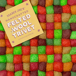 Felted Wool Trivets Trader Joe's 1 Multicolor,1 Monochromatic NEW Gift Set of 2 
