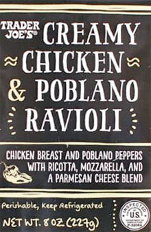 Trader Joe's Creamy Chicken & Poblano Ravioli
