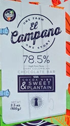 El Campano 78.5% Dark Chocolate Bar with Cocoa Nibs & Sweet Plaintain