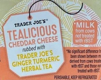 Trader Joe’s Tealicious Cheddar Cheese rubbed with Turmeric Ginger Herbal Tea Reviews