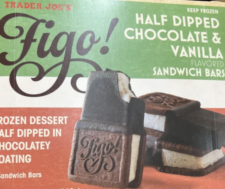 Trader Joe’s Figo! Half Dipped Chocolate & Vanilla Ice Cream Sandwich Bars