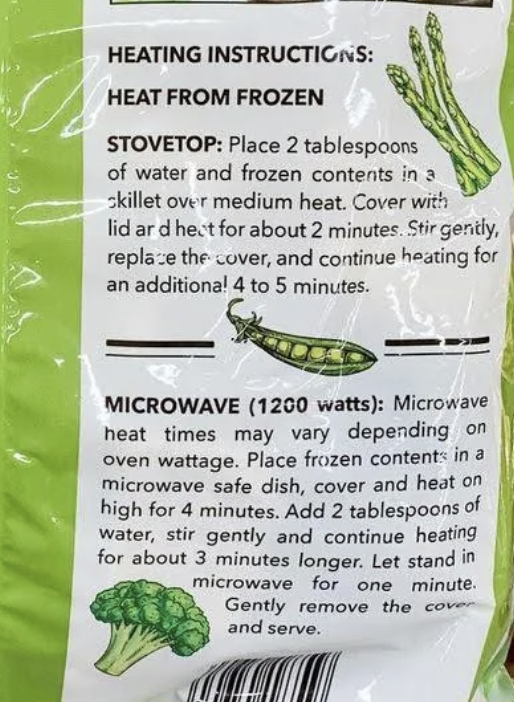 Cooking Directions - stovetop and microwave