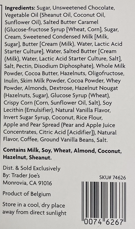 Chocolate Palette Ingredients