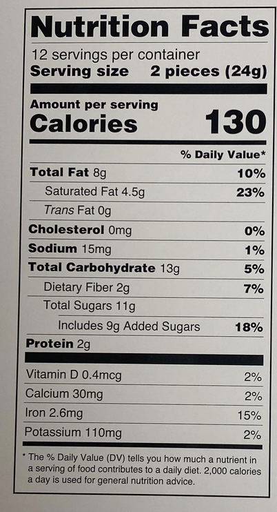 Chocolate Palette Nutrition Facts