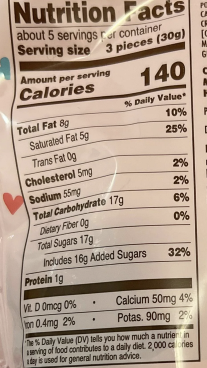 Hot Cocoa melts nutrition facts