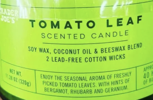 Trader Joe's Tomato Leaf Scented Candle