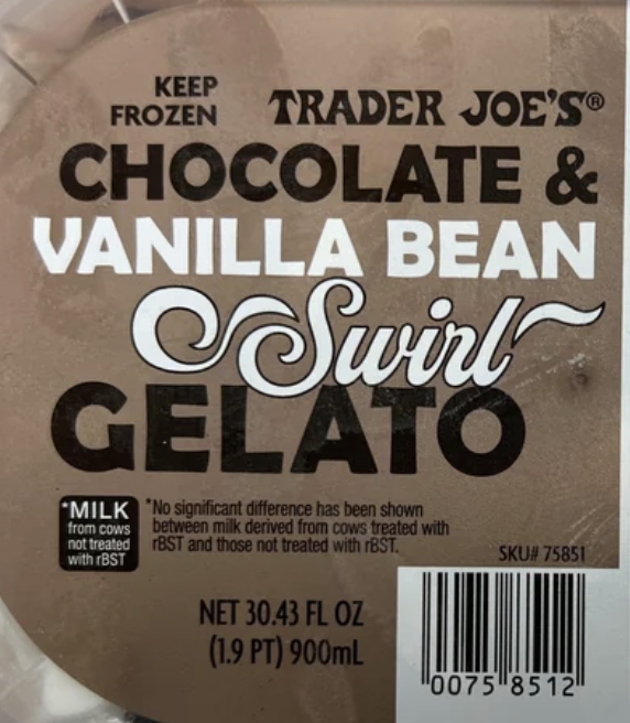 Trader Joe's Chocolate & Vanilla Bean Swirl Gelato
