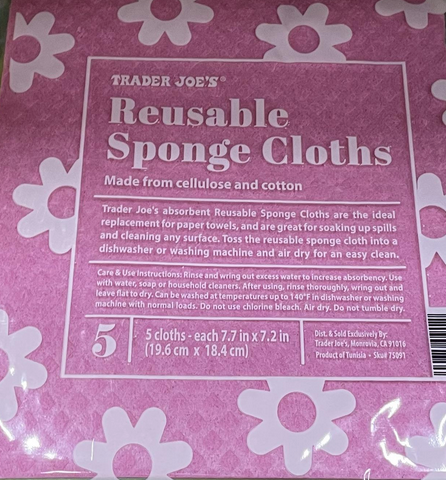  Trader Joe's Reusable Sponge Cloths (Pack of 5) : Health &  Household