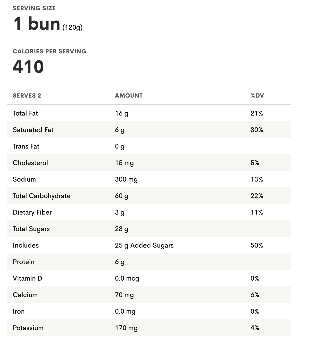 apple cinnamon buns nutrition facts